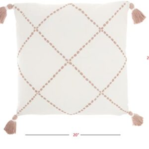 HomeRoots Boho Blush Pink Cotton Accent Throw Pillow