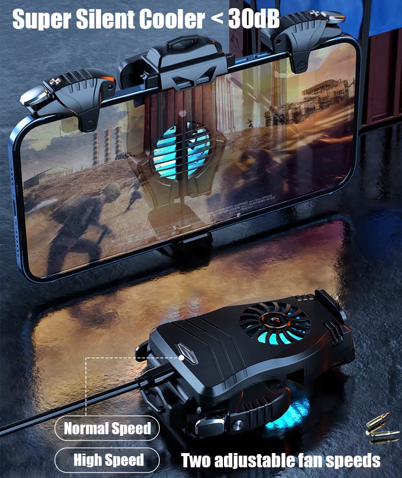 16 in 1 PUBG Mobile High Frequency Triggers with Cooling Fan, Max 30 Shots per Second, PUBG Controller with cooler for PUBG/Fortnite/Call of Duty/Rules of Survival (G03)