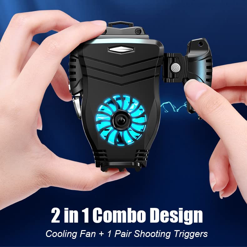 16 in 1 PUBG Mobile High Frequency Triggers with Cooling Fan, Max 30 Shots per Second, PUBG Controller with cooler for PUBG/Fortnite/Call of Duty/Rules of Survival (G03)