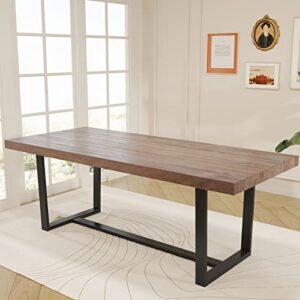 sospiro 72 inch wood dining table for 6 to 8, industrial rustic rectangular farmhouse table with steel legs metal frame for kitchen, dining room, home furniture, brown