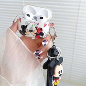 cute airpod 3nd generation case, airpod 3 personalise custom, airpod 3 case cover with keychain/lanyard, protective hard case cover skin for women girls airpod 3 case [front led visible] (mickey)