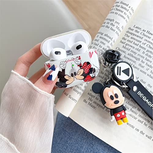 Cute AirPod 3nd Generation Case, AirPod 3 Personalise Custom, Airpod 3 Case Cover with Keychain/Lanyard, Protective Hard Case Cover Skin for Women Girls Airpod 3 Case [Front LED Visible] (Mickey)