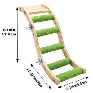 Bird Ladder Bridge, Wooden Pet Parrot Hamster Climbing Ladder Toys, Pet Bird Cage Accessories, Wood Climbing Ladder Perch for Bird Parrot Hamster Squirrel Sugar Gliders Parakeets Cockatiels(S Shape)