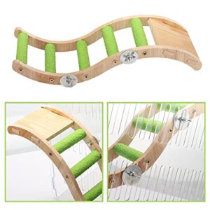 Bird Ladder Bridge, Wooden Pet Parrot Hamster Climbing Ladder Toys, Pet Bird Cage Accessories, Wood Climbing Ladder Perch for Bird Parrot Hamster Squirrel Sugar Gliders Parakeets Cockatiels(S Shape)