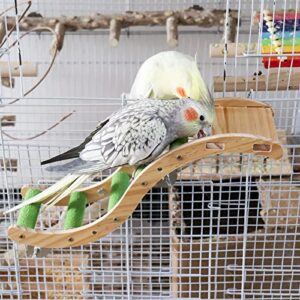 Bird Ladder Bridge, Wooden Pet Parrot Hamster Climbing Ladder Toys, Pet Bird Cage Accessories, Wood Climbing Ladder Perch for Bird Parrot Hamster Squirrel Sugar Gliders Parakeets Cockatiels(S Shape)