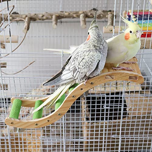 Bird Ladder Bridge, Wooden Pet Parrot Hamster Climbing Ladder Toys, Pet Bird Cage Accessories, Wood Climbing Ladder Perch for Bird Parrot Hamster Squirrel Sugar Gliders Parakeets Cockatiels(S Shape)