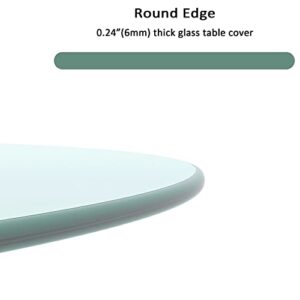 30" Round 1/4" Inch Thick Tempered Glass Table Top - Pencil Polish Edge