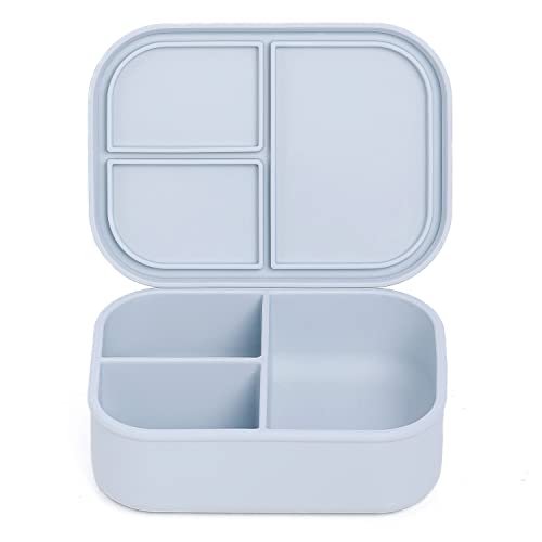 AirTaxiing Silicone Bento Box Lunch Box Microwave Freezer and Dishwasher Safe Food Container with Compartments BPA-Free Leak-Proof Drop-Proof Bento Box (Gray)