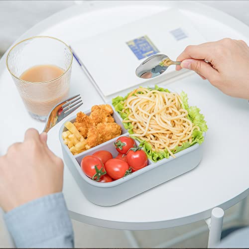 AirTaxiing Silicone Bento Box Lunch Box Microwave Freezer and Dishwasher Safe Food Container with Compartments BPA-Free Leak-Proof Drop-Proof Bento Box (Gray)