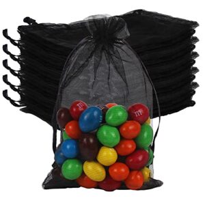 100pcs organza bags 4x6 inches, black mesh small gift bags jewelry pouches drawstring bags, party favor bags for wedding christmas festival candy, sachet bags for small business packaging supplies