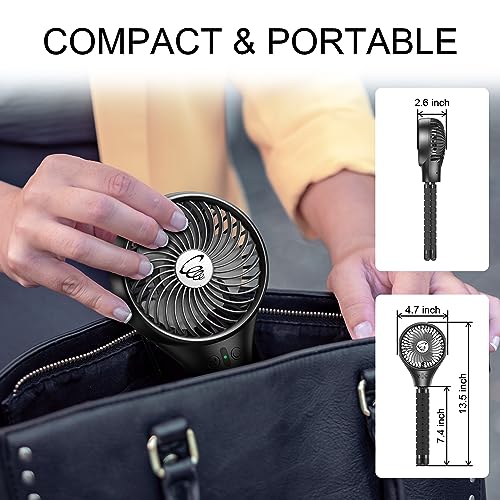 Auto Oscillating Stroller Fan, USB Rechargeable Battery Powered Baby Fan, 3 Powerful & Quiet Speeds 90° Oscillation Portable Fan with Flexible Tripod for Stroller Car Seat Crib Desk Camping Travel