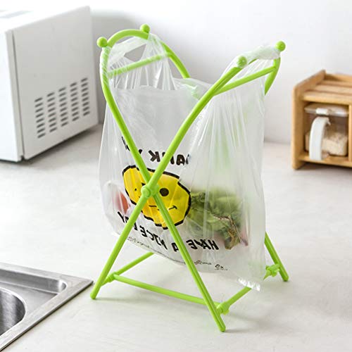 Kichvoe Desktop Stand Trash Bags Holder Stand: Trash Rack Plastic Bag Shelf Portable Hanging Garbage Wire Folding Shelves Indoor Outdoor Random Color Desktop Shelf