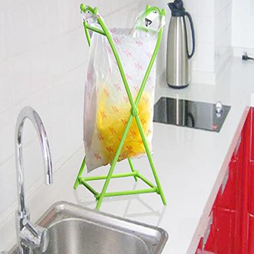 Kichvoe Desktop Stand Trash Bags Holder Stand: Trash Rack Plastic Bag Shelf Portable Hanging Garbage Wire Folding Shelves Indoor Outdoor Random Color Desktop Shelf