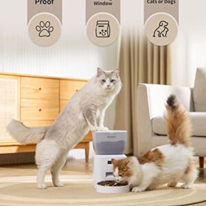 WUIPET Automatic Cat Feeders, Anti-Clogging Design Pet Dry Food Dispenser with Voice Recorder, Timed Cat Feeder with Desiccant Bag, Programmable Timer Pet Feeder - Up to 20 Portions 6 Meals Per Day