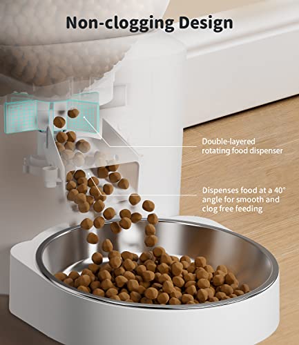 WUIPET Automatic Cat Feeders, Anti-Clogging Design Pet Dry Food Dispenser with Voice Recorder, Timed Cat Feeder with Desiccant Bag, Programmable Timer Pet Feeder - Up to 20 Portions 6 Meals Per Day