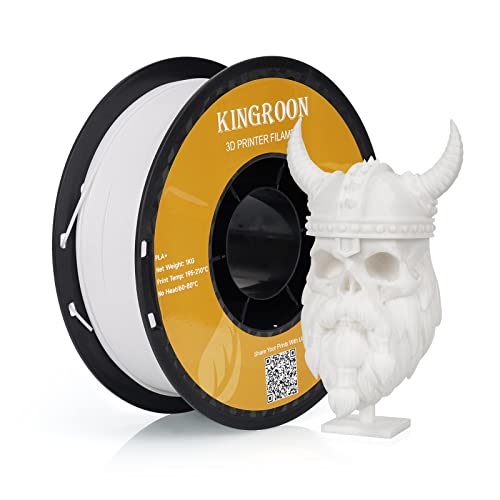 Kingroon PLA Plus（PLA+）3D Printer Filament, Dimensional Accuracy +/- 0.03 mm, 1 kg Spool(2.2lbs), 1.75 mm，White