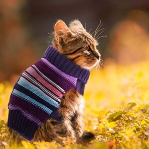 AXIIJGL Dog Sweater Pet Cat Winter Knitwear Warm Clothes Striped Dog Hoodie Sweatshirt for Small Medium Dogs(XL)