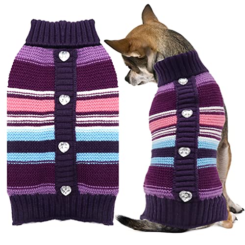 AXIIJGL Dog Sweater Pet Cat Winter Knitwear Warm Clothes Striped Dog Hoodie Sweatshirt for Small Medium Dogs(XL)