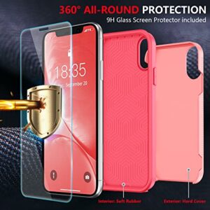 SPIDERCASE for iPhone XR Case, [10 FT Military Grade Drop Protection] [Non-Slip] [2 pcs Tempered Glass Screen Protector] Shockproof Airbag Cushion Protective Case for iPhone XR (Cherry Juice Pink)