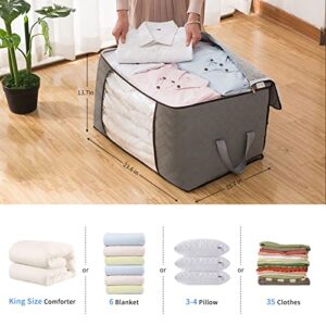 WISTOLL Large Storage Bag, Collapsible Storage Bag for organizing Bedroom Storage containers, Thick Fabric with Reinforced Handles for Quilts, Blankets, Bedding, Clothing,2P