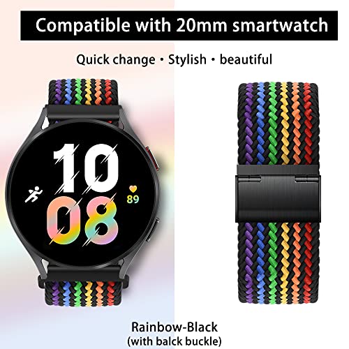 Eweison 20mm Sport Loop Band Compatible with Samsung Galaxy Watch 6 5 4 Band 40mm 44mm/Watch 5 Pro 45mm/Galaxy Watch 4 6 Classic Band 42mm 46mm 43mm 47mm/Watch 3 41mm/Active 2 Braided Strap Women Men