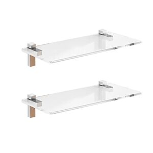 set of 2 invisible wall shelves wall mounted display shelf，clear acrylic wall shelf,floating shelves for living room ,bedroom,bathroom,kitchen,flower stand,office