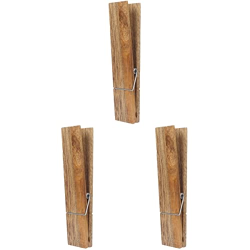 Cabilock 3 pcs with Decoration Clothespins Holders Coat Large Wood Multi Clamp Wall Big Racks Clips Decor Pins Room As Beach Farmhouse Clothespin Jumbo Wooden for Mounted Creative Spring