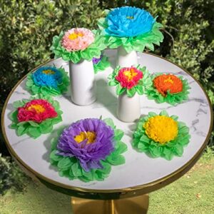 24 PCS Fiesta Paper Flowers,Colorful Tissue Paper Flowers,Paper Pom Poms Carnival Theme Party Backdrop Table Centerpieces Wall Decorations for Birthday,Wedding,Baby Shower,Celebration Party Supplies