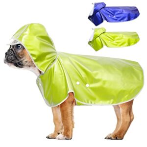 Weesiber Dog Raincoat Waterproof, Reflective Dog Rain Jacket Coat with Transparent Brim Hood, Adjustable Lightweight Puppy Poncho Slicker S M L XL XXL (Medium, Green)