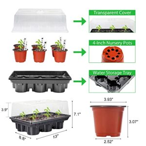 Bonviee Seed Starter Tray with 4 Inch Nursery Pots, 5-Pack Seedling Starter Kits with Humidity Dome (30 Cells Total Tray) and 10 Pcs Labels Mini Greenhouse Germination Kit for Seeds Growing Starting