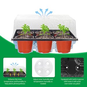 Bonviee Seed Starter Tray with 4 Inch Nursery Pots, 5-Pack Seedling Starter Kits with Humidity Dome (30 Cells Total Tray) and 10 Pcs Labels Mini Greenhouse Germination Kit for Seeds Growing Starting