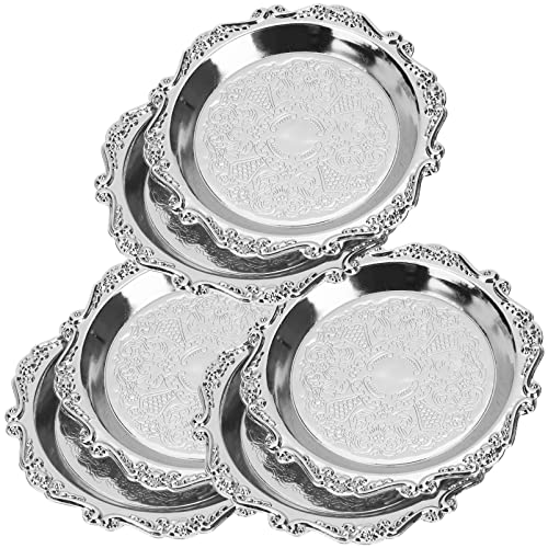 jojofuny 6pcs Food Dish Dishes Tray Snack Plate Home Trays Plates Silver Platter for Serving Appetizers Fruits Inch Supplies Mini Round Metal Candy Snacks Dessert Organizer Nut Appetizer