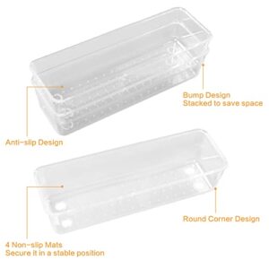 Modern-Depo 25 PCS Clear Drawer Organizer Set 4 Sizes Plastic Drawer Storage Bins Dividers Trays Dot Box for Makeup, Jewelry, Kitchen Utensils, Gadgets, Office