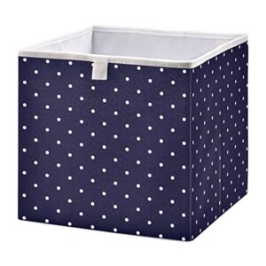 kigai blue white dots storage baskets, 16x11x7 in collapsible fabric storage bins organizer rectangular storage box for shelves, closets, laundry, nursery, home decor