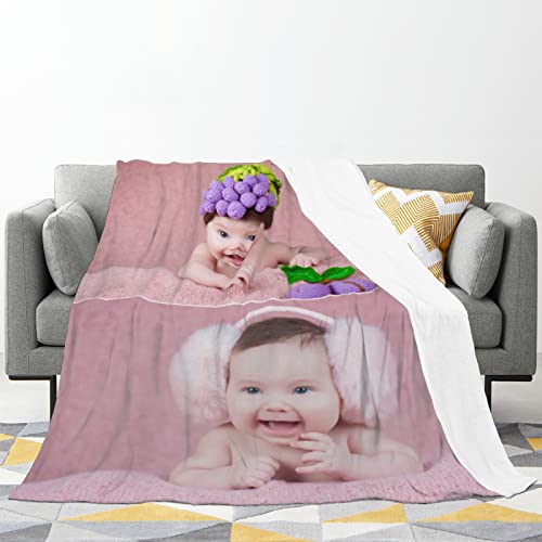 GSHUJBV Custom Blankets with Photos Personalized Collage Picture Blanket Customized Couples Blanket Using My Own Photos Custom Birthday Gifts for Family Friends (Photo-2, 30"X40")