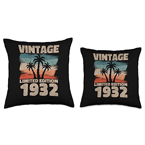 Born In 1932 Vintage Gift Birthday Retro Classic Vintage Limited Edition, Legend Since 1932 Throw Pillow, 18x18, Multicolor