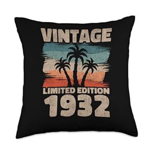 Born In 1932 Vintage Gift Birthday Retro Classic Vintage Limited Edition, Legend Since 1932 Throw Pillow, 18x18, Multicolor