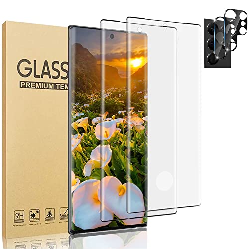 [2+2 Pack] Galaxy S23 Ultra Screen Protector with Camera Lens Protector,[9H Tempered Glass][Support Fingerprint Unlock ] [3D 3D HD Curved] for Samsung Galaxy S23 Ultra Screen Protector (6.8 Inch)