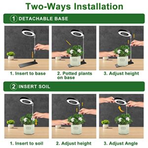 Aokrean Grow Lights for Indoor Plants, 48 LEDs Full Spectrum Plant Light for Indoor Plants, Height Adjustable Growing Lamp with Base, 3 Optional Spectrums, Auto Timer 3/9/12Hrs, 10 Brightness,2 Packs