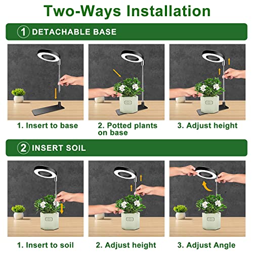 Aokrean Grow Lights for Indoor Plants, 48 LEDs Full Spectrum Plant Light for Indoor Plants, Height Adjustable Growing Lamp with Base, 3 Optional Spectrums, Auto Timer 3/9/12Hrs, 10 Brightness,2 Packs