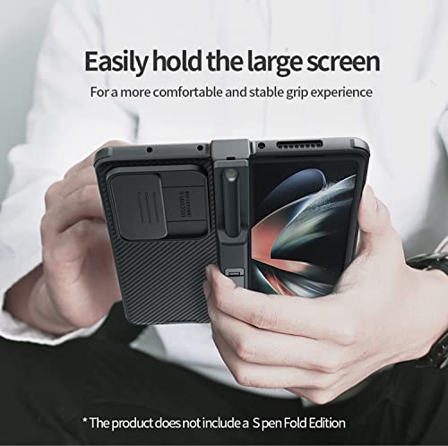 COCOING for Samsung Galaxy Z Fold 4 Case with S Pen Holder & Slide Camera Cover & Screen Protectors,Hinge Protection with Hidden Kickstand Phone Case for Samsung Galaxy Z Fold 4(2022) Black