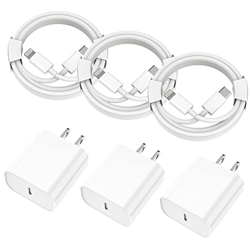 iPhone Fast Charger, 3 Pack [Apple MFi Certified] PD 20W USB C Wall Charger Block Plug with 10FT Long Type C to Lightning Fast Charging Data Sync Cable Compatible for iPhone 14 13 12 11 XS XR X 8 iPad