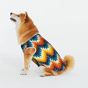 Geometric Print Dog Puppy Cotton T-Shirt, Native American Breathable Pets Apparel for Kitty Cats Dogs All Seasons 5XL