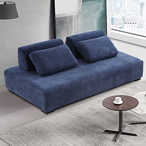 kevinplus 85.4'' Modern Sofa Couch for Living Room, 4-Seat Sofa Couch with 2 Moveable Heavy Back Cushion and 2 Pillows, Contemporary Sofa Couch for Office Studio Apartment, Navy Blue