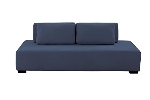 kevinplus 85.4'' Modern Sofa Couch for Living Room, 4-Seat Sofa Couch with 2 Moveable Heavy Back Cushion and 2 Pillows, Contemporary Sofa Couch for Office Studio Apartment, Navy Blue