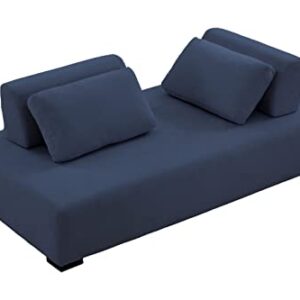 kevinplus 85.4'' Modern Sofa Couch for Living Room, 4-Seat Sofa Couch with 2 Moveable Heavy Back Cushion and 2 Pillows, Contemporary Sofa Couch for Office Studio Apartment, Navy Blue