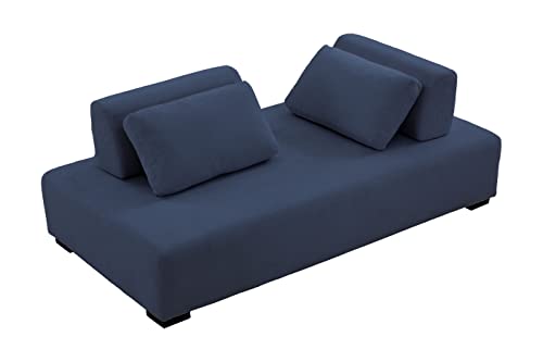 kevinplus 85.4'' Modern Sofa Couch for Living Room, 4-Seat Sofa Couch with 2 Moveable Heavy Back Cushion and 2 Pillows, Contemporary Sofa Couch for Office Studio Apartment, Navy Blue