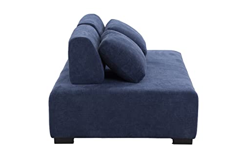 kevinplus 85.4'' Modern Sofa Couch for Living Room, 4-Seat Sofa Couch with 2 Moveable Heavy Back Cushion and 2 Pillows, Contemporary Sofa Couch for Office Studio Apartment, Navy Blue