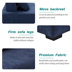 kevinplus 85.4'' Modern Sofa Couch for Living Room, 4-Seat Sofa Couch with 2 Moveable Heavy Back Cushion and 2 Pillows, Contemporary Sofa Couch for Office Studio Apartment, Navy Blue