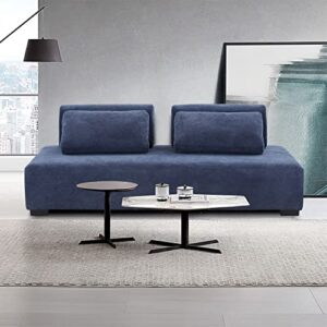 kevinplus 85.4'' Modern Sofa Couch for Living Room, 4-Seat Sofa Couch with 2 Moveable Heavy Back Cushion and 2 Pillows, Contemporary Sofa Couch for Office Studio Apartment, Navy Blue